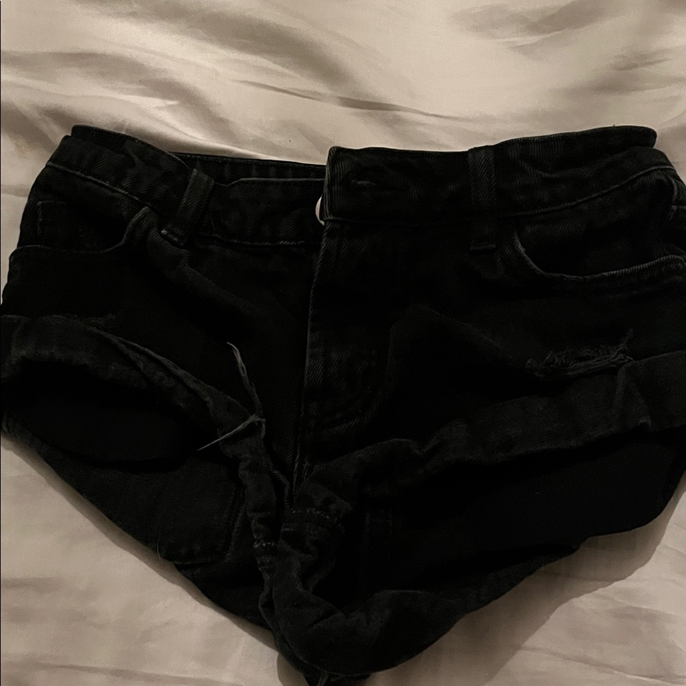 One Teaspoon Midnight Black Denim Shorts